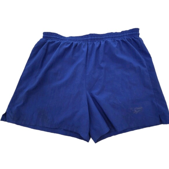 Vintage Reebok Running Shorts Mens Small Blue Made in USA Lined Drawstring 90s - Picture 1 of 11